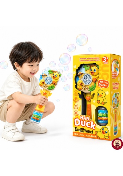 Oyuncak Işıklı Tam Otomatik Köpük Makinesi 26 Cm 4 Pilli Baloncuk Oyuncağı Köpük Sıvılı 3 Renk Sarı