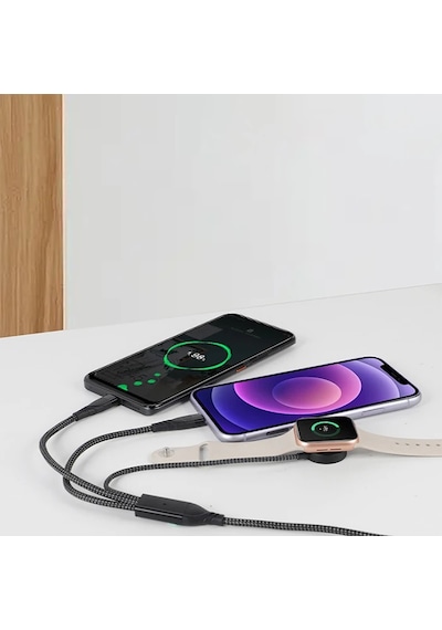Ally 2x Type-c 100w-27w + Apple Uyumlu Watch İçin Type-c Şarj Kablosu- 5775 Standart