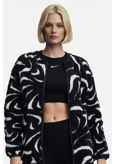 Nike Sportswear Cozy Terma Fit Women's Loose High Pile Jacket Kadın Bol Kesim Peluş Spor Ceket Siyah