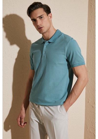 Buratti Pamuklu Regular Fit Düğmeli Erkek Polo Yaka T Shirt 5902127 Mavi