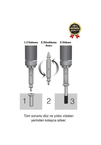 Premium Çok Amaçlı Paslanmaz Çelik Matkap Kırık Hasarlı Bozuk Vida Çıkarıcı Sökme Seti 4 Başlıklı
