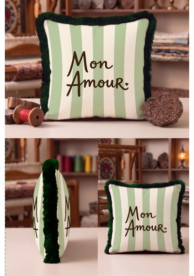 Mon Amour Çizgili Romantik Şık Saçaklı Yastık Kılıfı - Aşk Temalı Krem Siyah Püsküllü Kırlent Kılıfı Serin Esinti Lime Mon Amour Çizgili Romantik Şık Saçaklı Yastık Kılıfı - Aşk Temalı Krem Siyah Püsküllü Kırlent Kılıfı Serin Esinti Lime