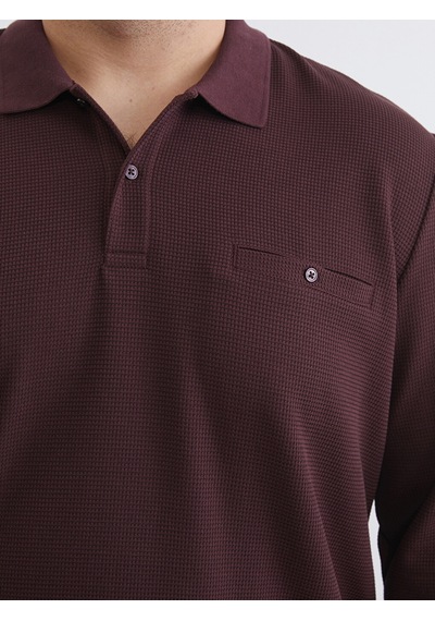 Lcwaıkıkı Classic Bordo Büyük Beden Polo Yaka Erkek Sweatshirt