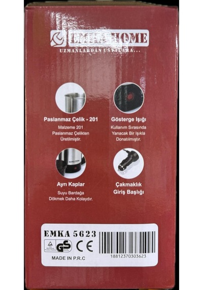 Emka Home Premium 24v Araç İçi Su Isıtıcı Kettle 800 Ml Çakmaklık Girişli Paslanmaz Çelik Kettle