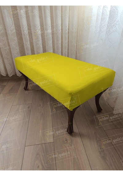 Ayak Ucu Kapı Önü Antre Düz Bench Puf Orta Sehpa Ceviz Ayak 100 45 Sarı