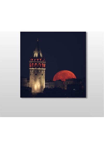 Galata Kulesi Kızıl Kanvas Tablo 120x120cm