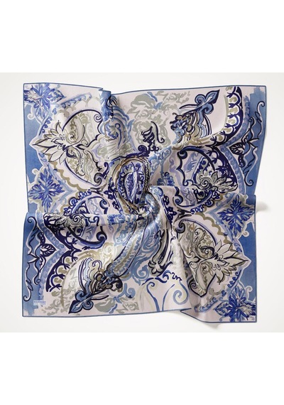 Silk Home Twill İpek Eşarp Art Desen Mavi Gri 90x90 11512-37