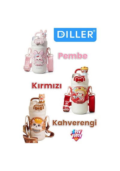 Dıller 490 Ml Tek Kapak Çift Kullanım Pipetli/pipetsiz Boyun Askılı Çelik Termos -ffdıllerd490ml Kahverengi