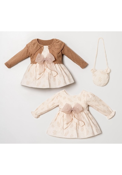 Cocosiss Trıko Prenses Dress Çantalı Takım Kahverengi