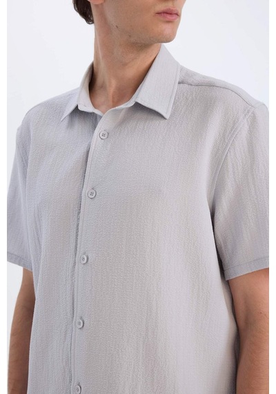 DeFacto Regular Fit Polo Yaka Krinkıl Yazlık Kısa Kollu Gömlek E1223AX25SMGR184