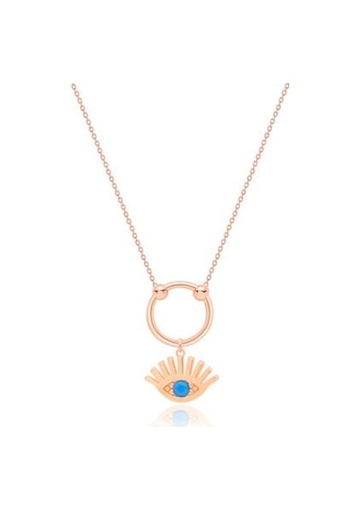 Diamond Line-Gülaylar - Pembe Altın 14 Ayar Nazar Boncuğu Kolye N11.25018