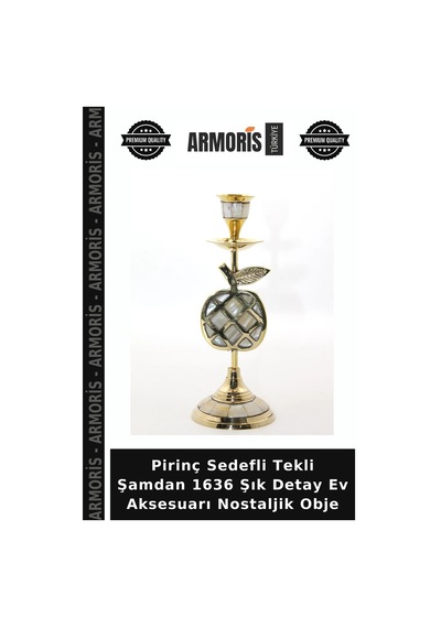 Pirinç Sedefli Tekli Şamdan 1636 Şık Detay Ev Aksesuarı Nostaljik Obje Çok Renkli