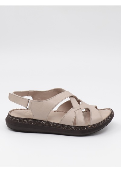 Nesilshoes Nesil Shoes Mns 154 Bej Hakiki Soft Deri Kadın Sandalet