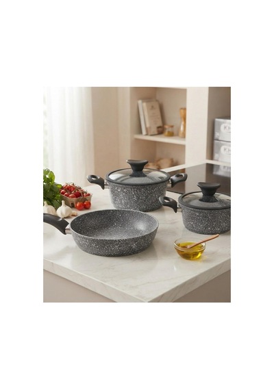 Khor Mini Set 3'lü 16 Cm Granit Gri