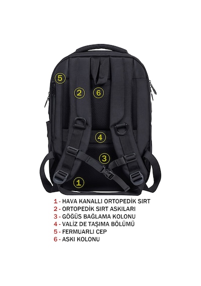 Dada Unisex Siyah Okul Sırt Çanta Orta Boy Lise Üniversite 13,3-14 inç Usb Type-c Su Geçirmez Oxford Kumaş
