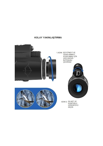 100x80 Zoom Lazer Işıklı El Fenerli Hd Teleskop Dürbün Siyah