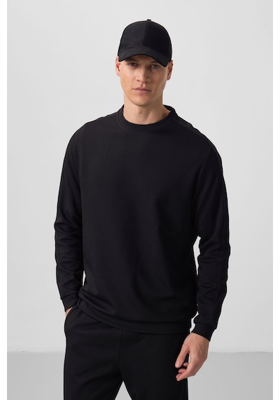 Siyah Yüzeyi Dokulu Oversize Erkek Eşofman Takım - 85275 Siyah