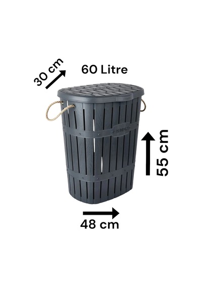 Plastik Bambu Kirli Çamaşır Sepeti Antrasit - 234277721 Antrasit