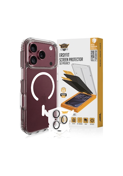 Buff Apple Uyumlu iPhone 18 Pro Max  Paket - Magsafe Kılıf + Ekran Koruyucu + Air Fit Lens Koruyucu Privacy Hayalet