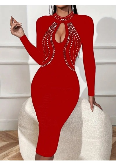 Veraura Lifestyle Kadın Uzun Kollu Balıkçı Yaka Taşlı Damla Detay Midi Ithal Krep Elbise Kırmızı Veraura Lifestyle Kadın Uzun Kollu Balıkçı Yaka Taşlı Damla Detay Midi Ithal Krep Elbise Kırmızı