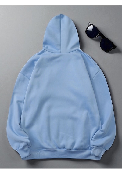 Uyguntarz Unisex Sirali Kalp Baskılı Oversize Sweatshirt Bebe Mavisi