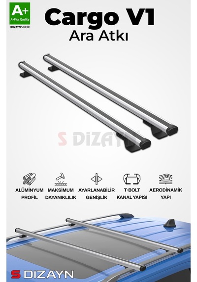 S-dizayn Renault Kangoo S-bar Cargo V1 Ara Atkı Tavan Taşıyıcı Barı Gri 110 Cm 1998-2007 A+ Kalite