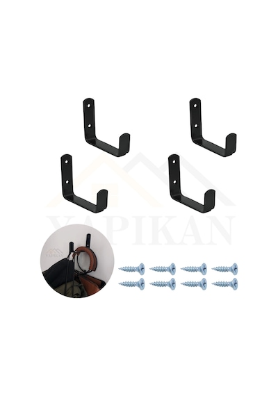 Siyah Geniş Duvar Askısı 80mm Çelik - Bisiklet Askı Aparatı - Bahçe El Aletleri Askısı