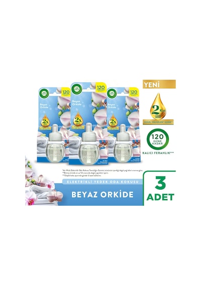 Elektrikli Oda Kokusu Yedek Şişe Beyaz Orkide 3x19 Ml