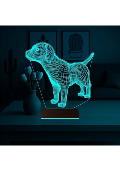 Luvivia Köpek Tasarım 3d Lamba - Masa Gece Lambası Şeffaf