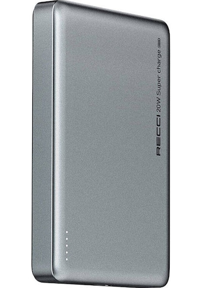 Recci RPB-W26 Armor Serisi 15 W 10000 mAh Ultra İnce PD 20W Hızlı Şarj Özellikli Powerbank Gri