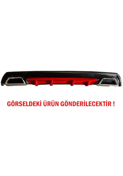 Renault Clio 4 Difüzör Arka Tampon Eki 2 Egzoz Çıkışlı Kırmızı Lüx Tip