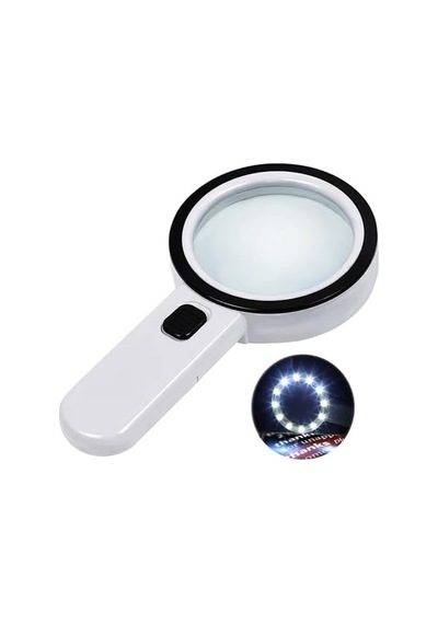 Led Işıklı Büyüteç 30x Büyük Mercekli Okuma Büyüteci Yaşlılar, Öğrenciler, Koleksiyonerler, Madeni Paralar, Pul, Kitap, Harita İçin