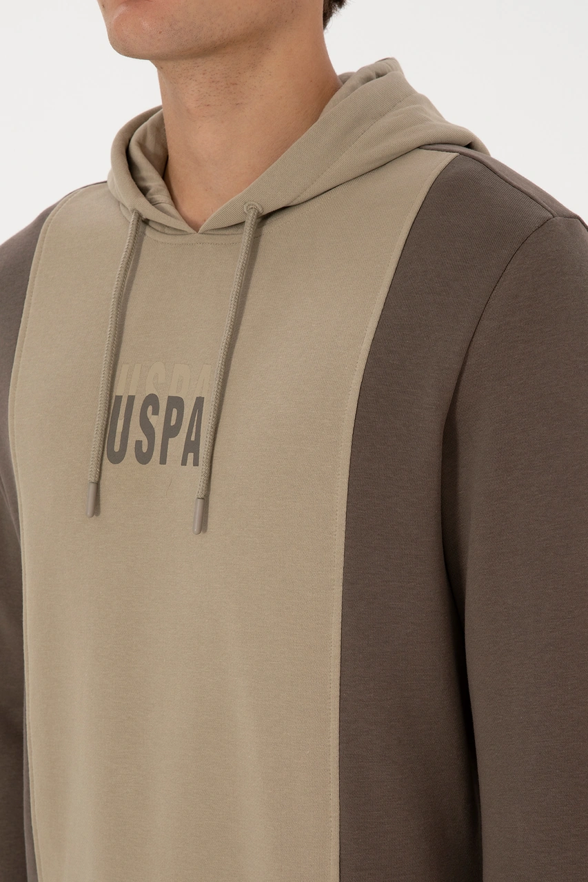 U.S. Polo Assn. Erkek Regular Fit Kapüşonlu Vizon Sweatshirt 50316365-VR052