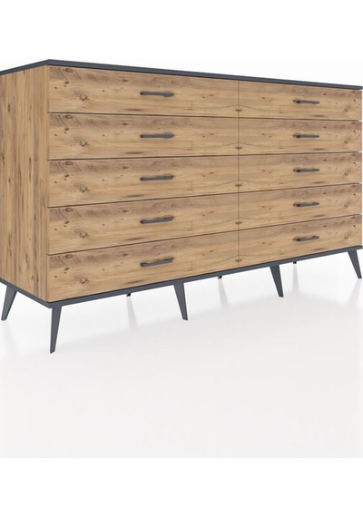 Hyperion Konsol 10 Çekmeceli 176x44x99 Çam-antrasit/çam Çam-antrasit/çam