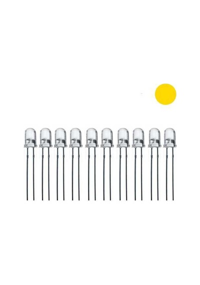 5mm Flaşörlü Yanıp Sönen Sarı Led Paketi - 10 Adet