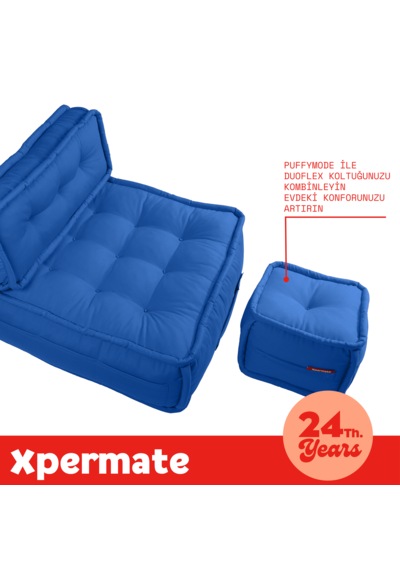 Xpermate Duoflex Sırtlı Minder İskandinav 80x80x30 Mavi