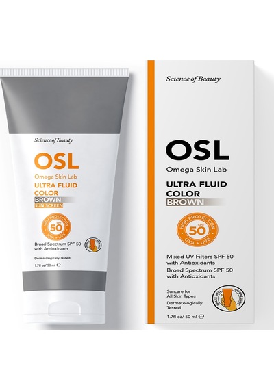 Osl Omega Skin Lab Ultra Fluid Spf 50 Brown Color 50 Ml Renkli Güneş Koruyucu
