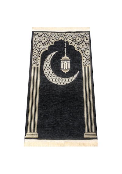 Desenli Şönil Seccade - Siyah Renk