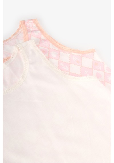 Penti Kız Çocuk Kırık Beyaz Princess Print Çiçekli Pamuklu 2li Atlet