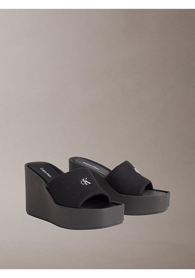 Calvin Klein Kadın Wedge Canvas Detaylı Sandalet-14745 Siyah
