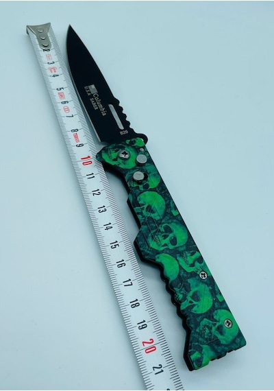 Columbia Marka Kurukafa Metal Kamp Bıçak Yeşil Kamp Çakı //21cm-826 Yeşil