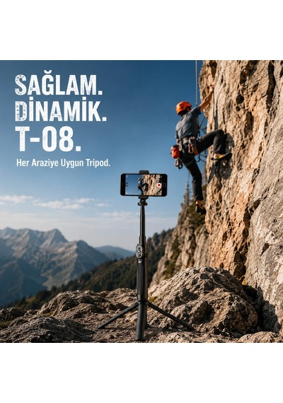 Hepu Hp-t08 Bluetooth Selfie Çubuğu Tripod Ayaklı + Katlanabilir + Uzaktan Kumandalı 150 Cm
