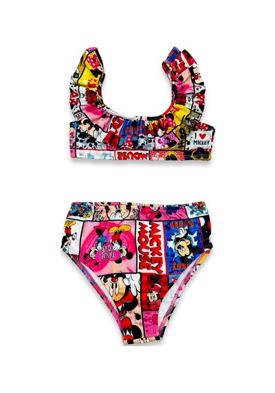 Lolliboomkids Sevilen Çizgi Karakterler Baskılı Yüksek Bel Fırfırlı Bikini Takımı Son Sezon Çok Renkli