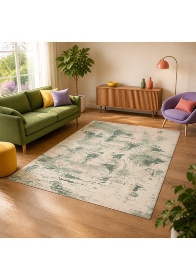 Kartela Halı Nivo Halı Kaymaz Taban Makinede Yıkanabilir Halı Adaçayı Yeşili - 60 X 90 Cm