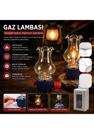 Hasuba Hs-346 909-so Os-606 Dekoratif Gaz Lambası Taşınabilir Ve Cam Hazneli Isıya Dayanıklı Diğer