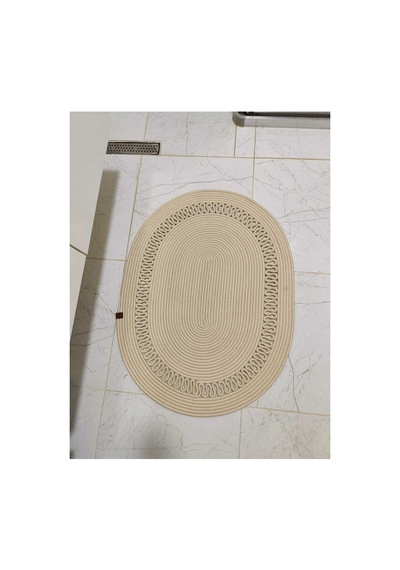 Jüt Desenli Kapı Önü Paspas Banyo Paspası Balkon Paspası Hediyelik Ev Eşyası Krem Krem