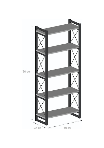 Kitaplık 5 Raflı Beyaz 180 Cm