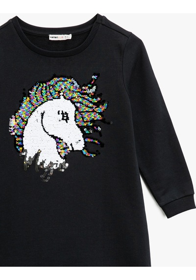 Koton Unicorn Çift Taraflı Pullu Uzun Kollu Sweatshirt Kumaşından Orta Boy Elbise Siyah 0ykg17886ok Koton Unicorn Çift Taraflı Pullu Uzun Kollu Sweatshirt Kumaşından Orta Boy Elbise Siyah 0ykg17886ok