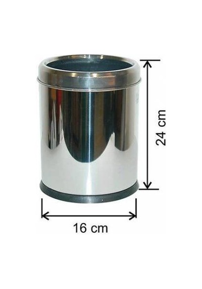 Paslanmaz Metal Ofis Tipi Çemberli Çöp Kovası 3 Litre