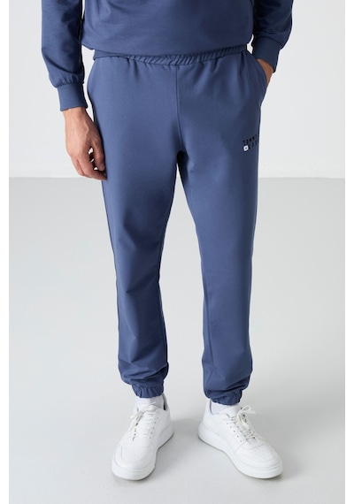 Tommy Life Petrol Casual O Yaka Lastik Paça Pamuklu Erkek Oversize Eşofman Takımı - 85120 Petrol